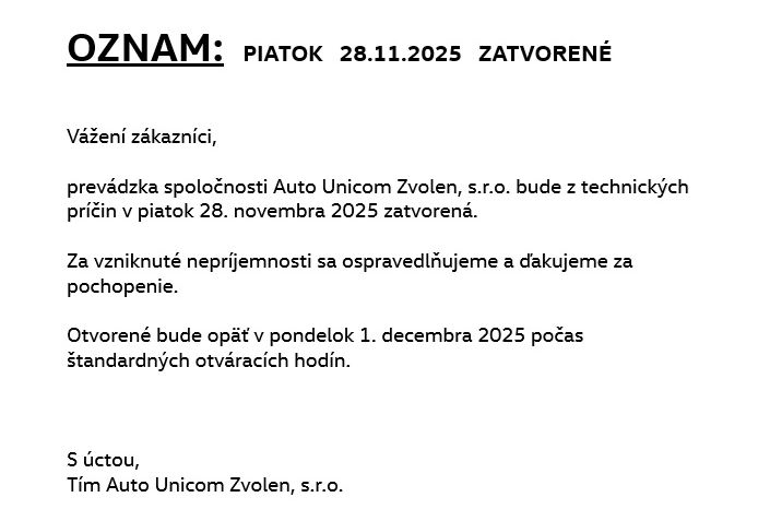 28.11.2025  ZATVORENÉ